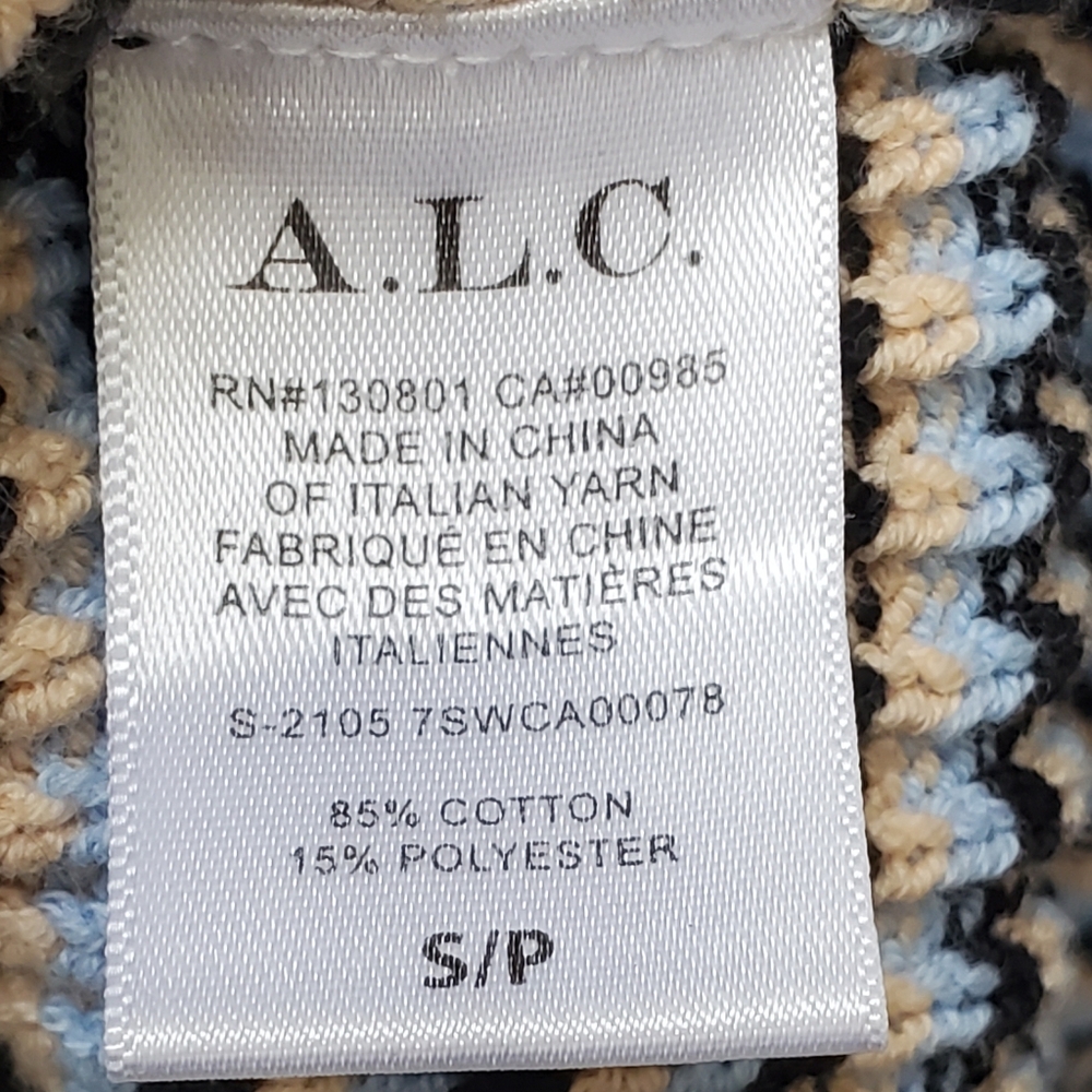 A.L.C. Caspian Striped Cardigan Patch Pockets Oversized Italian Yarn Size Small - Picture 13 of 14